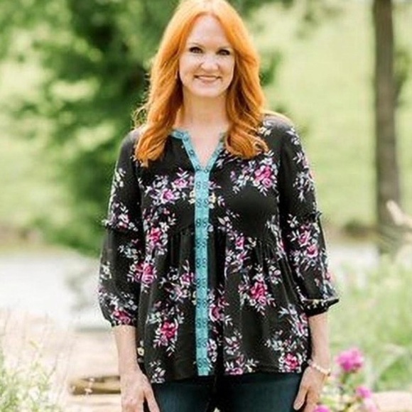 The Pioneer Woman Tops - The Pioneer Woman 3/4 Sleeve Blouson Empire Tunic Top Womens Size XXXL